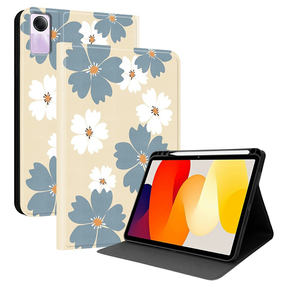 For Xiaomi Redmi Pad SE PU Leather Case Pattern Print Tablet Cover Stand with Pen Slot (Stylus Not Included)