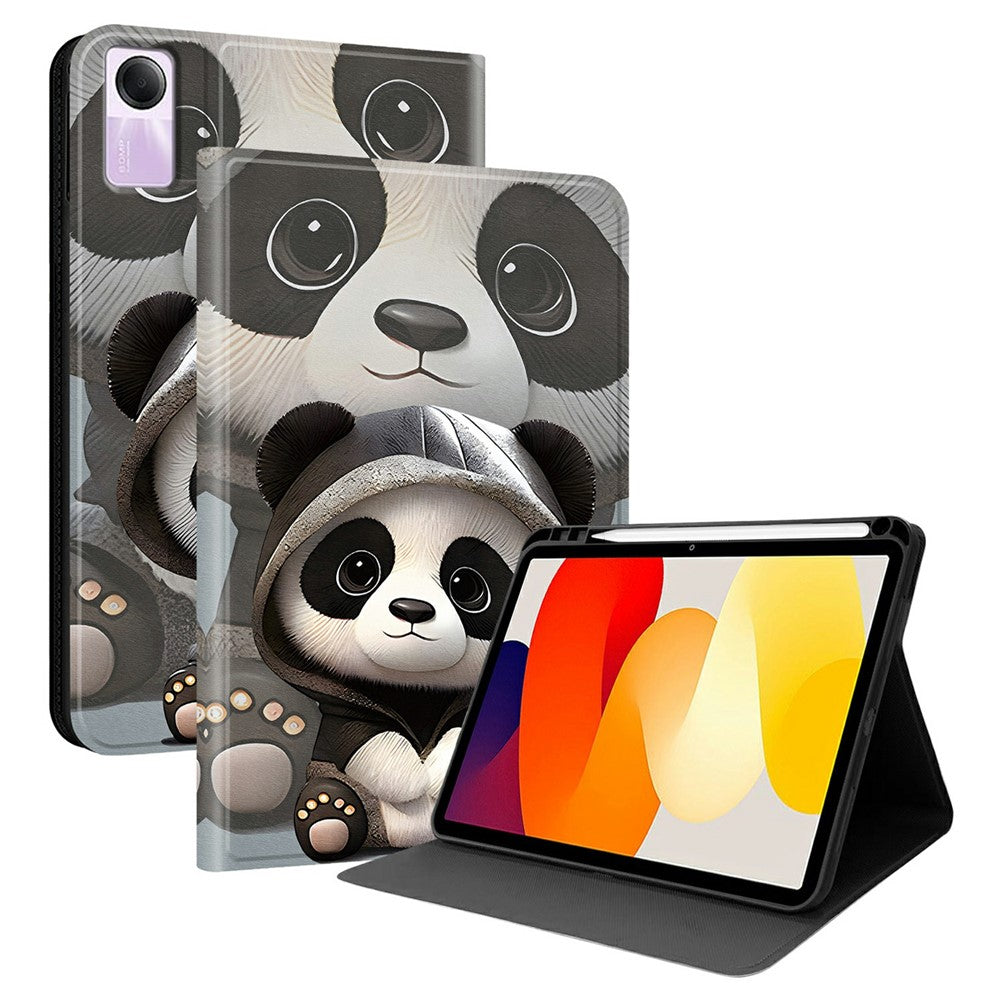 For Xiaomi Redmi Pad SE PU Leather Case Pattern Print Tablet Cover Stand with Pen Slot (Stylus Not Included)