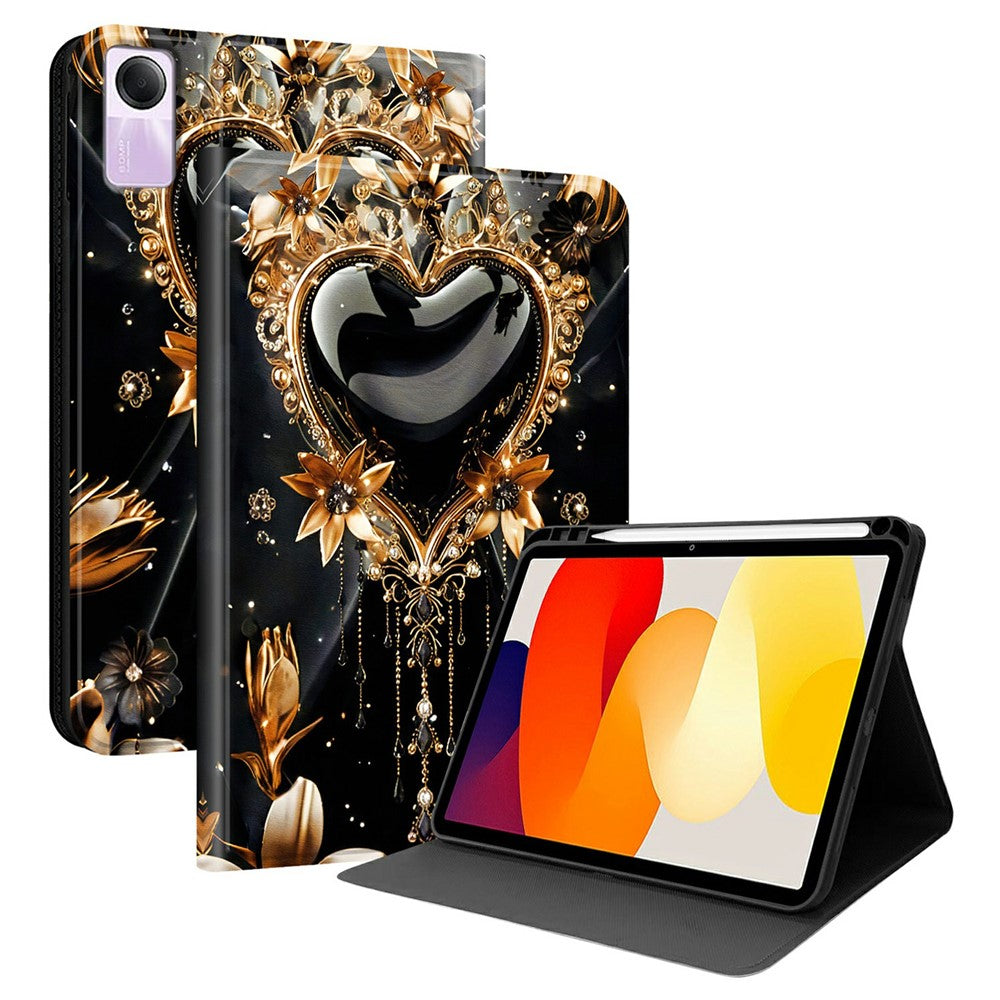 For Xiaomi Redmi Pad SE PU Leather Case Pattern Print Tablet Cover Stand with Pen Slot (Stylus Not Included)
