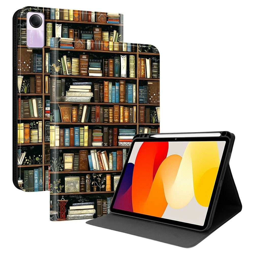 For Xiaomi Redmi Pad SE PU Leather Case Pattern Print Tablet Cover Stand with Pen Slot (Stylus Not Included)