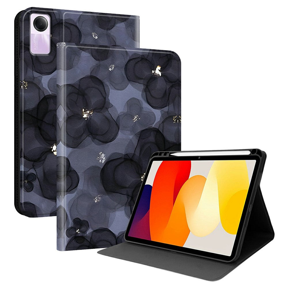 For Xiaomi Redmi Pad SE PU Leather Case Pattern Print Tablet Cover Stand with Pen Slot (Stylus Not Included)