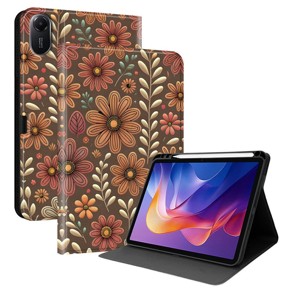 For Xiaomi Redmi Pad 2 11 PU Leather Case Pattern Print Tablet Cover Stand with Pen Slot (Stylus Not Included)