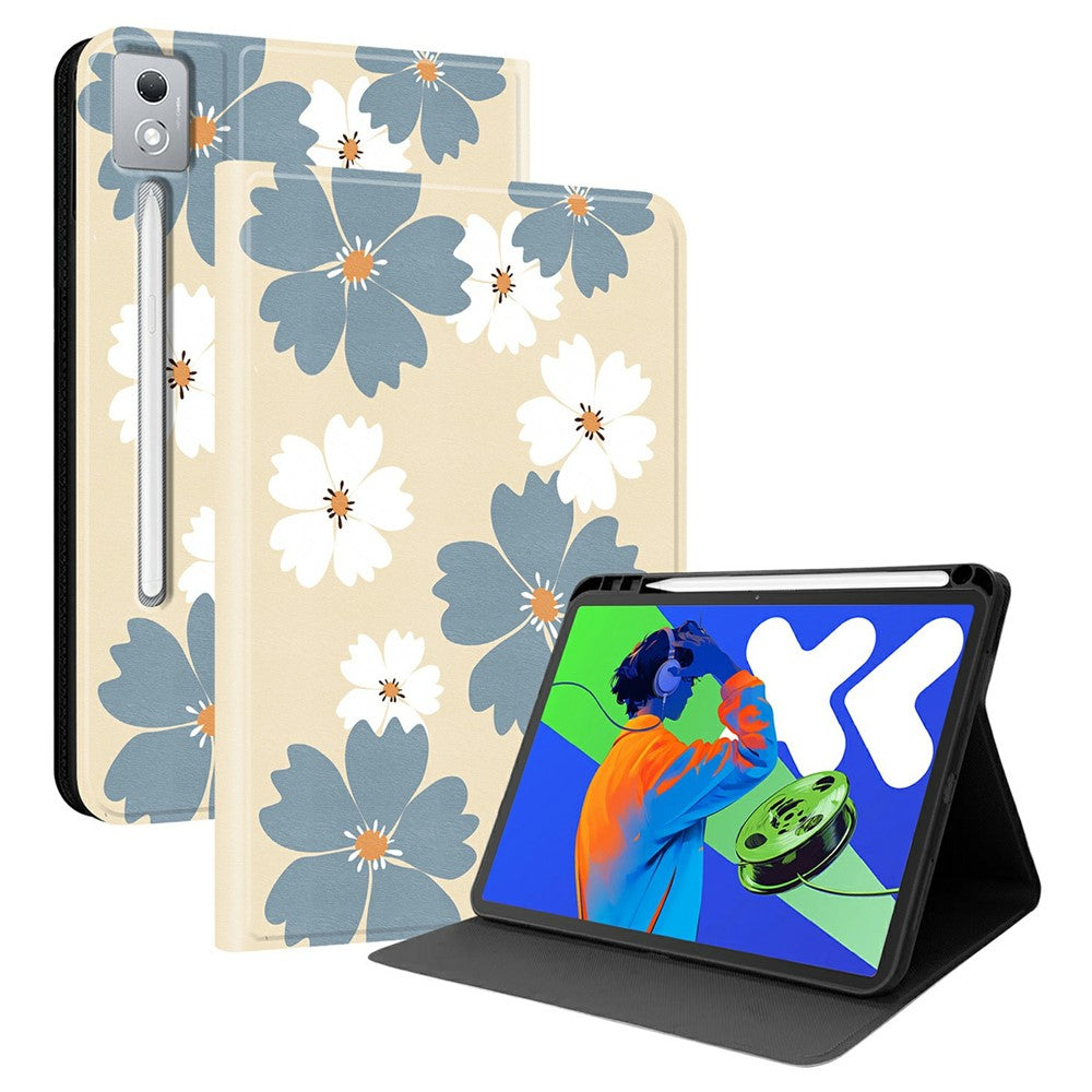 For Lenovo Tab P12 Pro 12.7 2025 PU Leather Case Pattern Print Tablet Cover Stand with Pen Slot (Stylus Not Included)