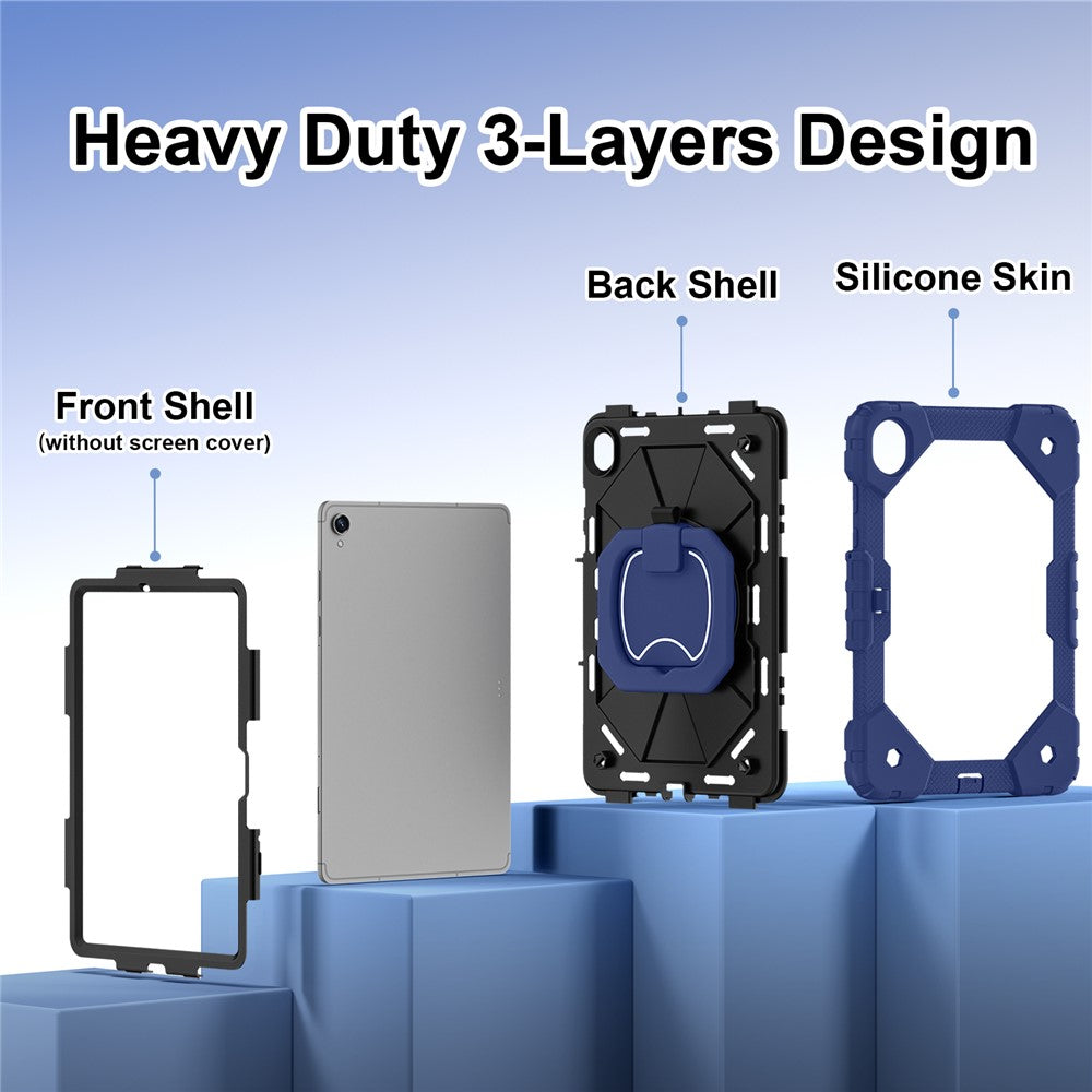 Tablet Case For Samsung Galaxy Tab S11 Silicone + PC Hand Grip Kickstand Cover with Shoulder Strap