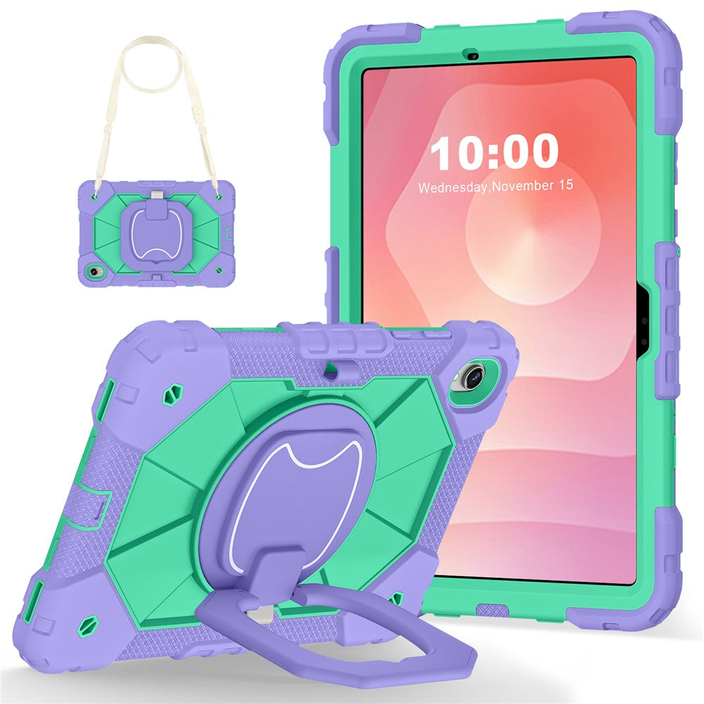 Tablet Case For Samsung Galaxy Tab S11 Silicone + PC Hand Grip Kickstand Cover with Shoulder Strap