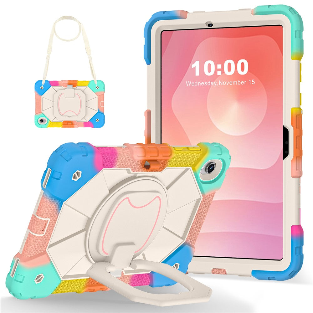 Tablet Case For Samsung Galaxy Tab S11 Silicone + PC Hand Grip Kickstand Cover with Shoulder Strap