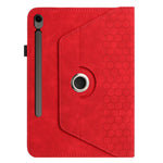 Leather Case For Samsung	Galaxy Tab S9 FE  /  S9 Rotatable Honeycomb Imprinted Shockproof Tablet Cover with Stand
