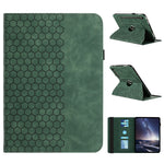 Leather Case For Samsung	Galaxy Tab S9 FE  /  S9 Rotatable Honeycomb Imprinted Shockproof Tablet Cover with Stand