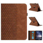 Leather Case For Samsung	Galaxy Tab S9 FE  /  S9 Rotatable Honeycomb Imprinted Shockproof Tablet Cover with Stand