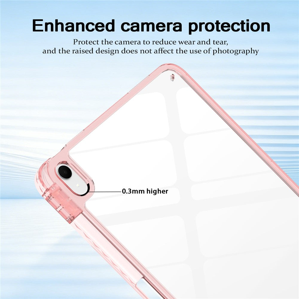 Til iPad (2025) / 10.9 (2022) Cover TPU + Akryl Gennemsigtig Bagside Ultratyndt Tabletcover med Penholder