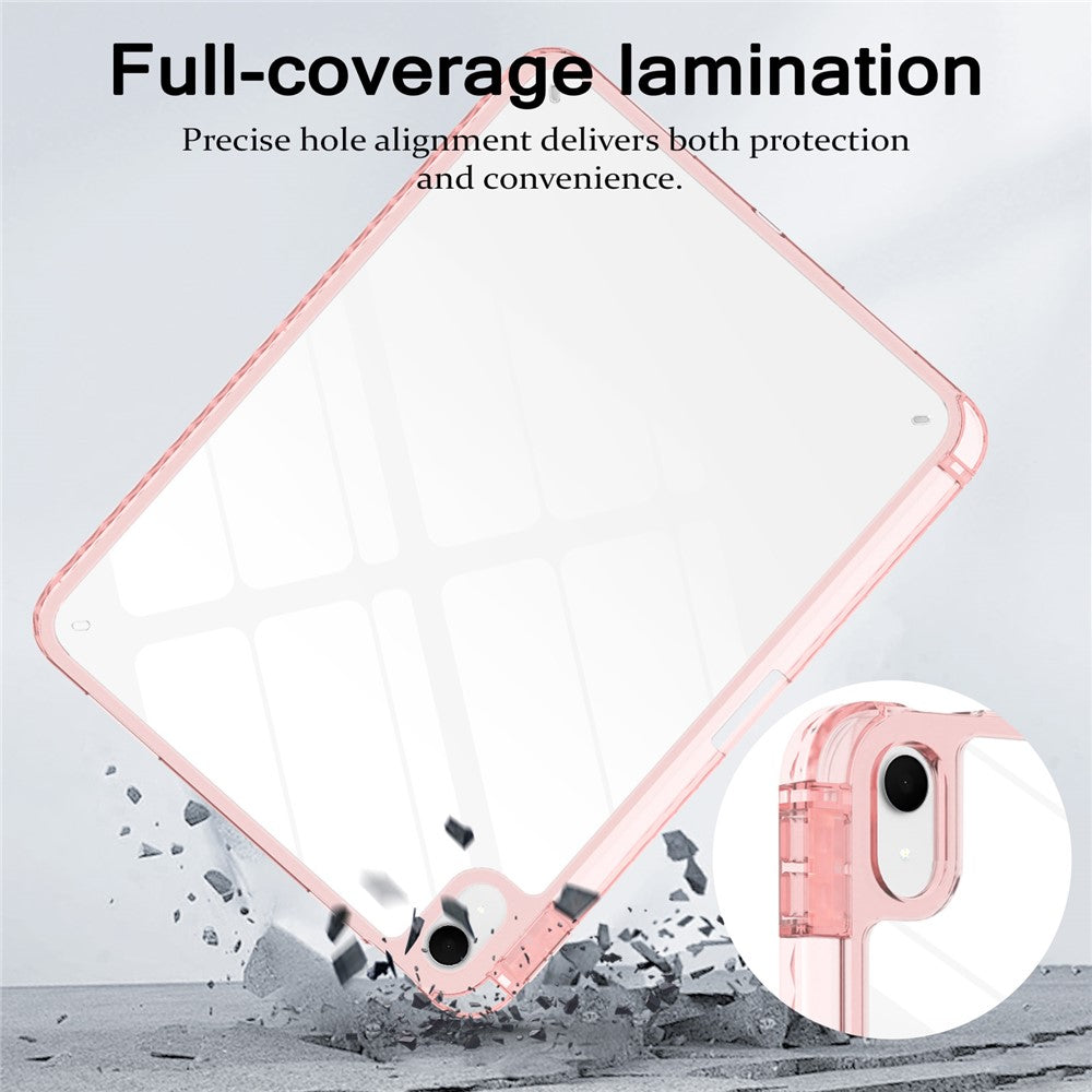 Til iPad (2025) / 10.9 (2022) Cover TPU + Akryl Gennemsigtig Bagside Ultratyndt Tabletcover med Penholder