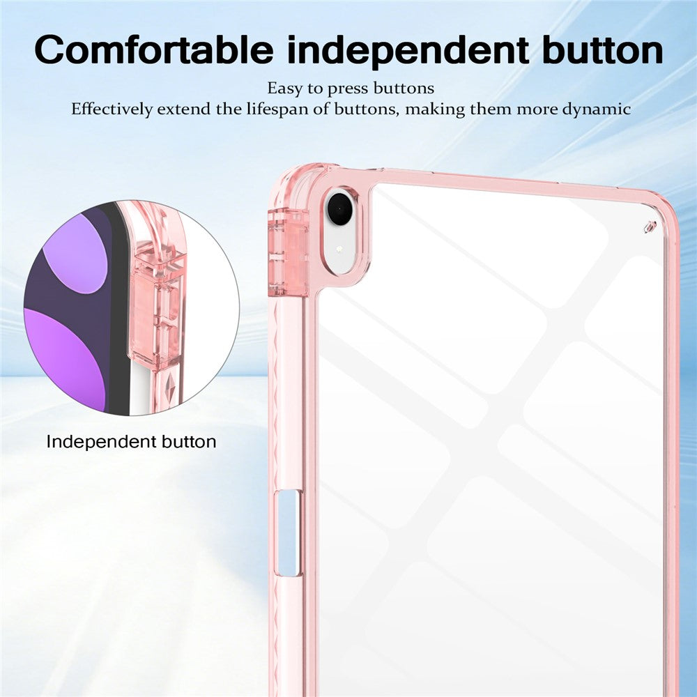 Til iPad (2025) / 10.9 (2022) Cover TPU + Akryl Gennemsigtig Bagside Ultratyndt Tabletcover med Penholder