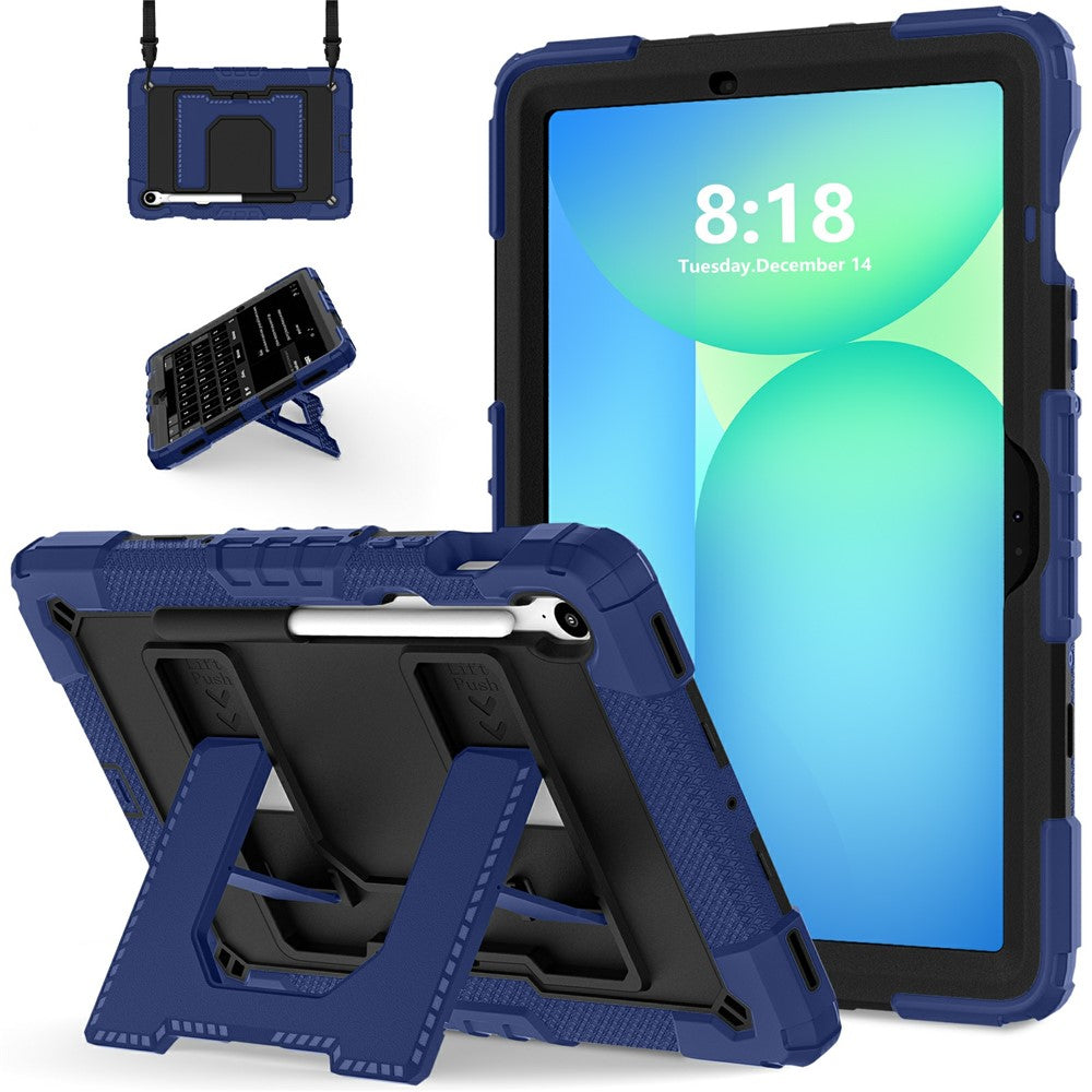 Tablet Case For Samsung Galaxy Tab S10 Lite  /  S10 FE  /  S9 FE Anti Drop PC + Silicone Cover with Kickstand Strap Pen Slot