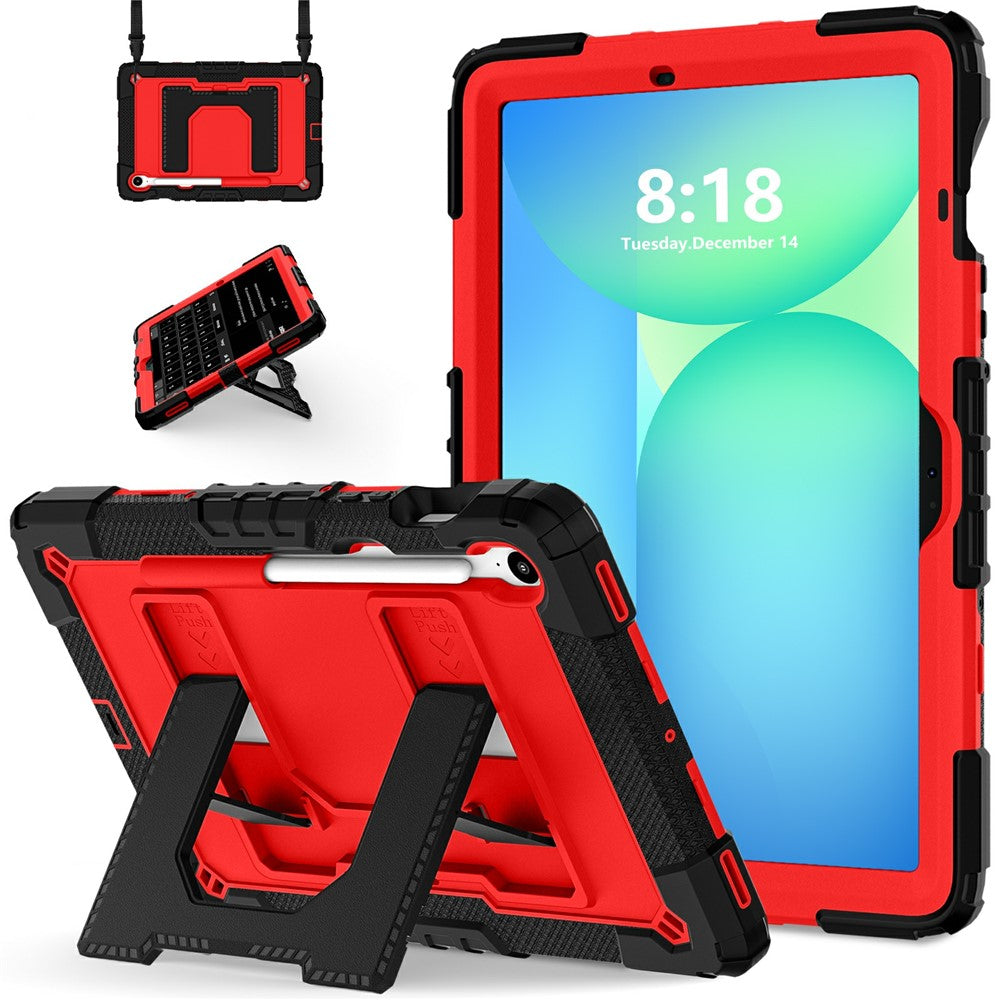 Tablet Case For Samsung Galaxy Tab S10 Lite  /  S10 FE  /  S9 FE Anti Drop PC + Silicone Cover with Kickstand Strap Pen Slot