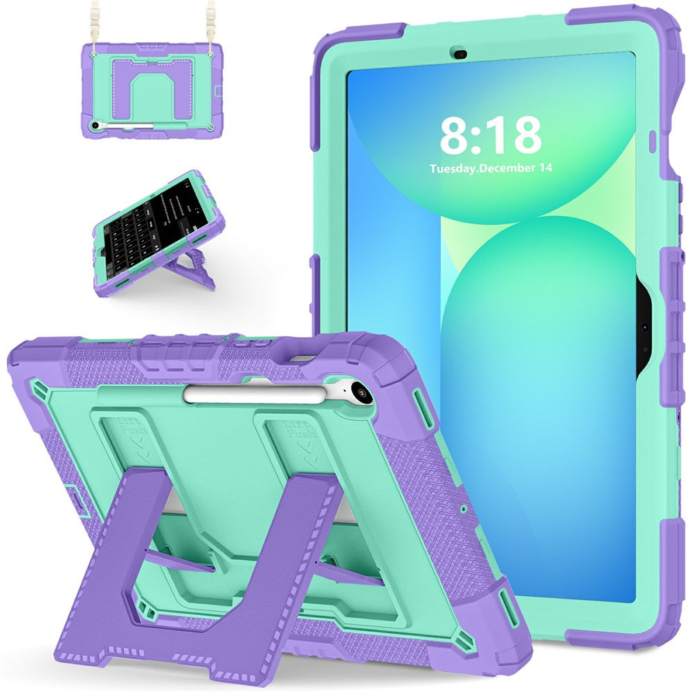 Tablet Case For Samsung Galaxy Tab S10 Lite  /  S10 FE  /  S9 FE Anti Drop PC + Silicone Cover with Kickstand Strap Pen Slot