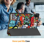 Til Honor Pad X8b / Pad X8a Cover Tri-fold Stativ Mønstertryk Læder Tablet Cover