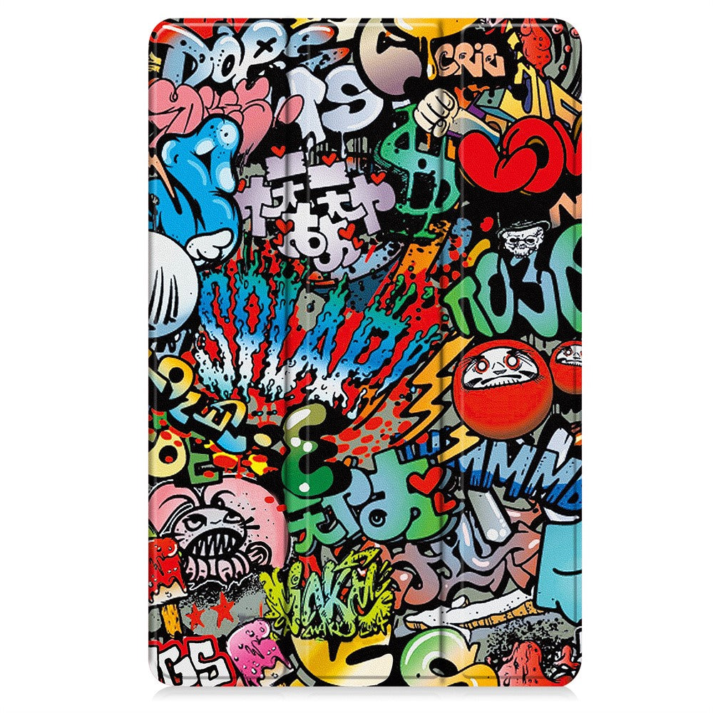 Til Honor Pad X8b / Pad X8a Cover Tri-fold Stativ Mønstertryk Læder Tablet Cover