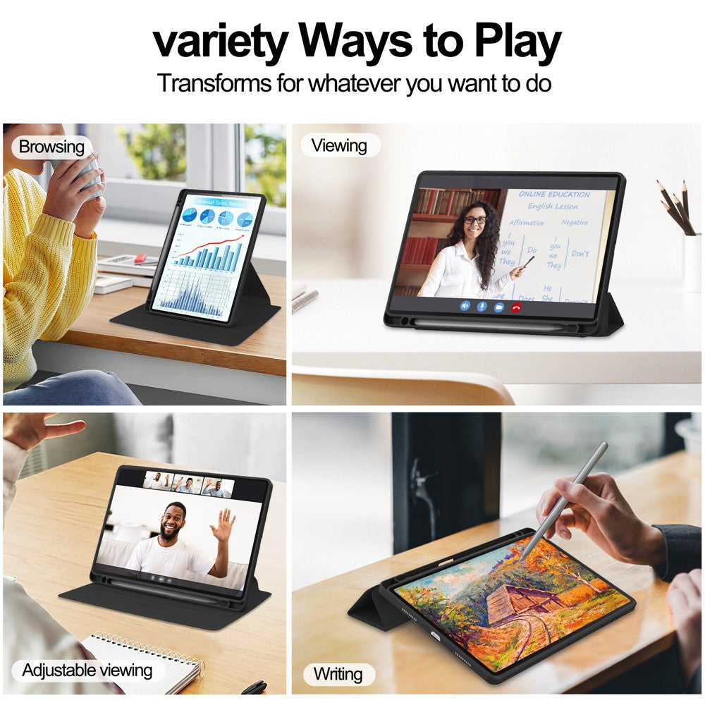 For Honor Pad X8b / Pad X8a Case 360 Degree Rotary Stand PU Leather + Acrylic Tablet Cover (Without Keyboard)