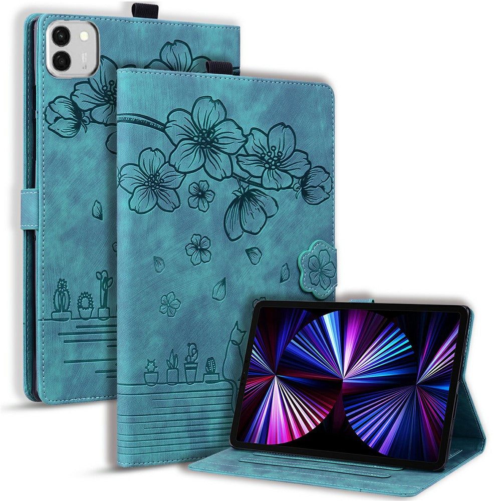 Til Honor MagicPad 4 Etui Kortpladser Læder Tablet Stand Folio Cover Blomster Kat