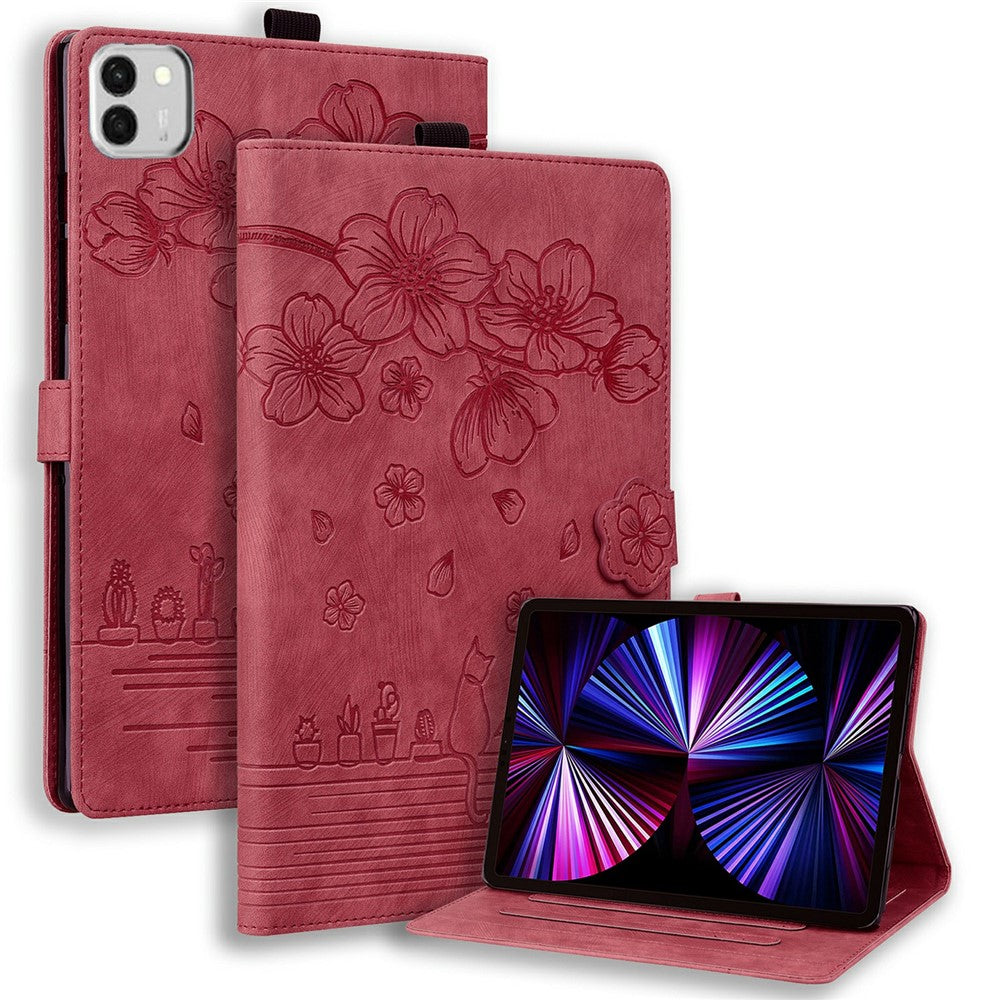 Til Honor MagicPad 4 Etui Kortpladser Læder Tablet Stand Folio Cover Blomster Kat