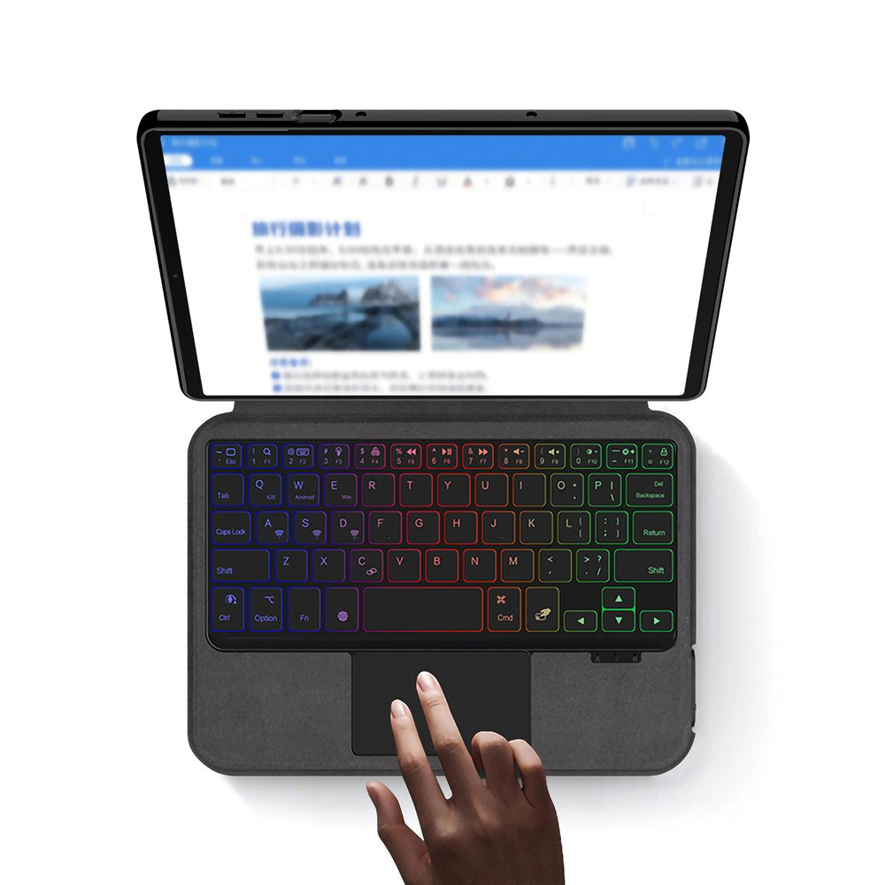 For Lenovo Legion Y700 (Gen 5) Leather Case + Touchpad Bluetooth-Compatible Keyboard with Backlit