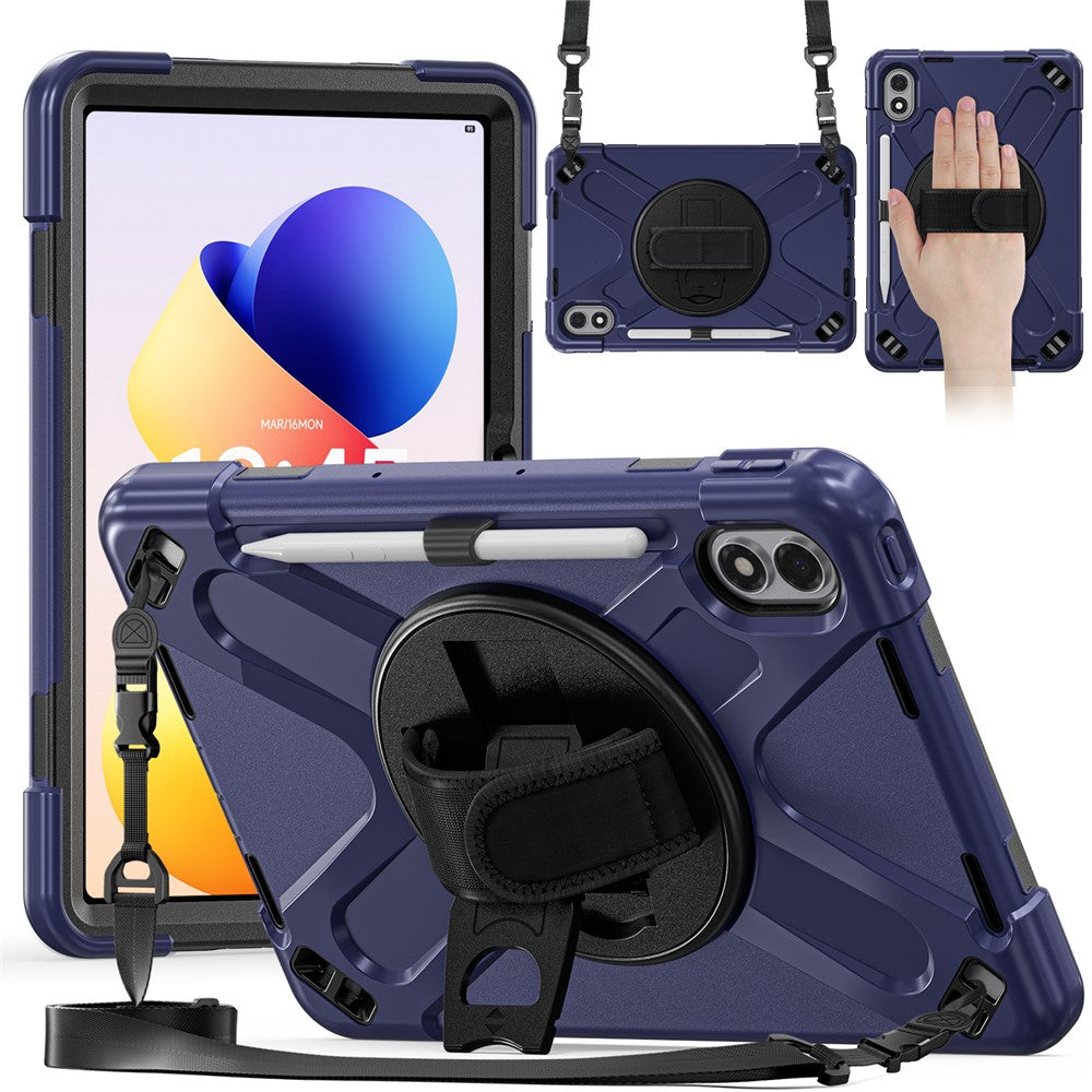 For Xiaomi Redmi Pad 2 Pro Kickstand Case TPU PC Silicone Tablet Cover with Hand Band  /  Shoulder Strap