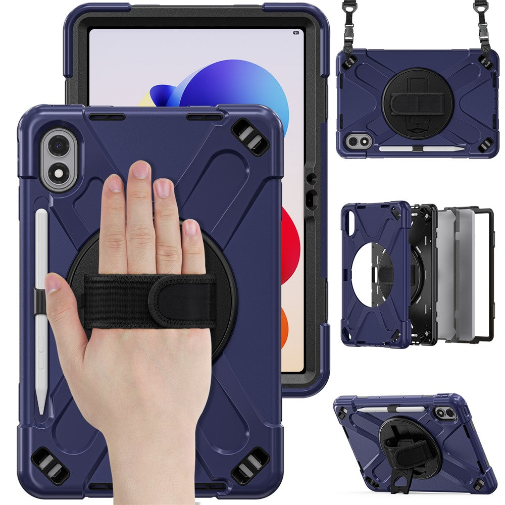 For Xiaomi Redmi Pad 2 Pro Kickstand Case TPU PC Silicone Tablet Cover with Hand Band  /  Shoulder Strap
