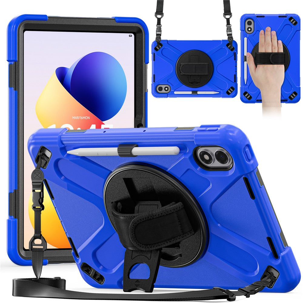 For Xiaomi Redmi Pad 2 Pro Kickstand Case TPU PC Silicone Tablet Cover with Hand Band  /  Shoulder Strap