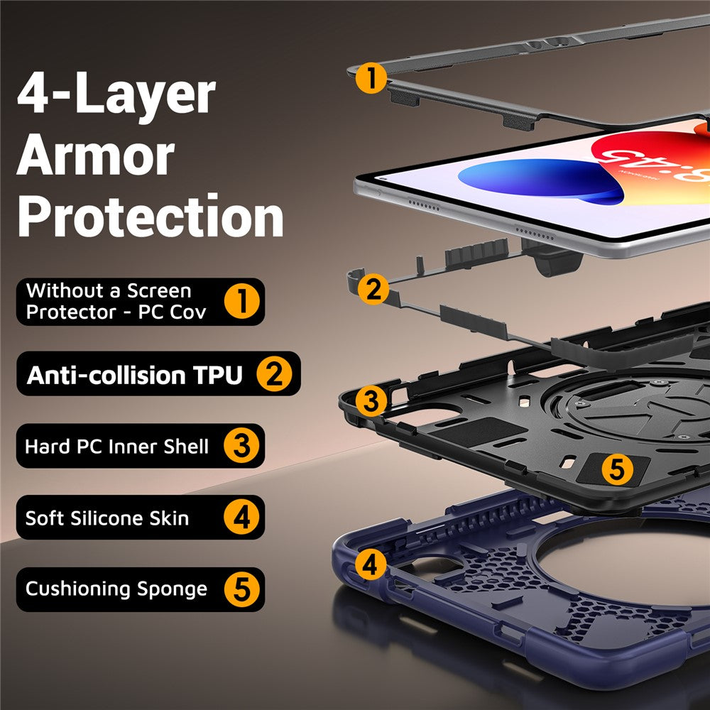 For Xiaomi Redmi Pad 2 Pro Case TPU + PC + Silicone Kickstand Anti Drop Tablet Cover