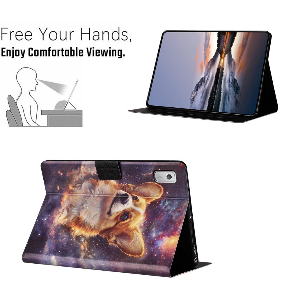 Lenovo Tab M9 Surfplatta Skal Litchy Texture TPU + PU Läder Skyddsfodral