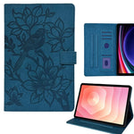 For Samsung Galaxy Tab S11 Tablet Case Embossed Magpie Pattern TPU PU Protective Cover with Card Slots