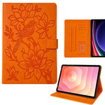 For Samsung Galaxy Tab S11 Tablet Case Embossed Magpie Pattern TPU PU Protective Cover with Card Slots
