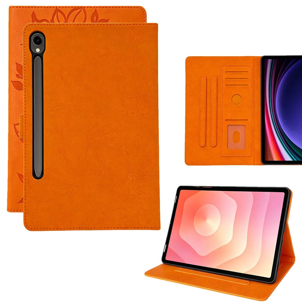 Tablet Case for Samsung Galaxy Tab S10 Lite / S10 FE+ / S9 FE / S9 Embossed Magpie Pattern TPU PU Protective Cover with Card Slots