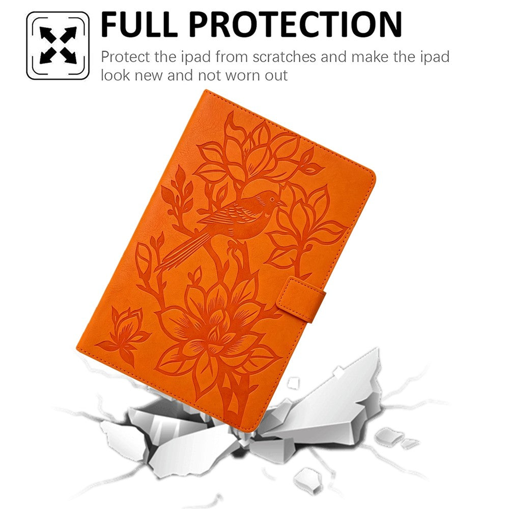 Tablet Case for Samsung Galaxy Tab S10 Lite / S10 FE+ / S9 FE / S9 Embossed Magpie Pattern TPU PU Protective Cover with Card Slots