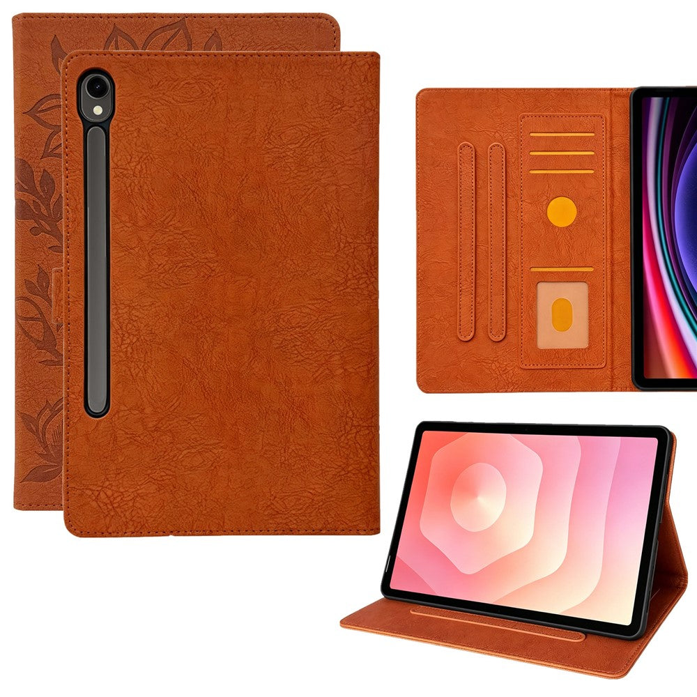 Tablet Case for Samsung Galaxy Tab S10 Lite / S10 FE+ / S9 FE / S9 Embossed Magpie Pattern TPU PU Protective Cover with Card Slots