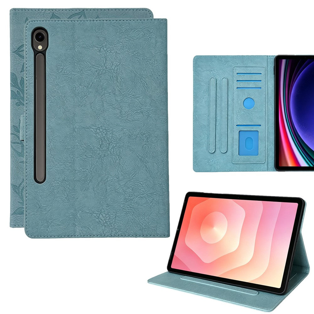 Tablet Case for Samsung Galaxy Tab S10 Lite / S10 FE+ / S9 FE / S9 Embossed Magpie Pattern TPU PU Protective Cover with Card Slots