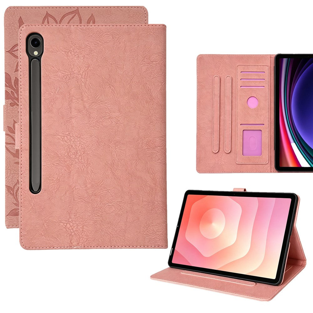 Tablet Case for Samsung Galaxy Tab S10 Lite / S10 FE+ / S9 FE / S9 Embossed Magpie Pattern TPU PU Protective Cover with Card Slots