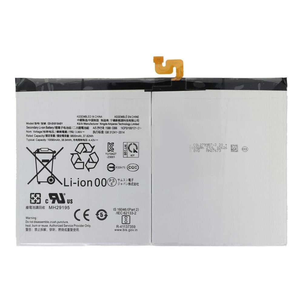 For Samsung Galaxy Tab S9+ X810 X816 12.4" / S9 FE+ X610 X616 12.4" 3.86V 9800mAh Li-Polymer Battery Assembly Part (Without Logo) (Encode: EB-BX818ABY)