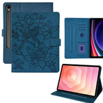 Tablet Case for Samsung Galaxy Tab S9 / S8 / S7 Embossed Magpie Pattern TPU PU Protective Cover with Card Slots