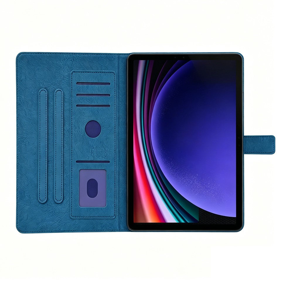 Tablet Case for Samsung Galaxy Tab S9 / S8 / S7 Embossed Magpie Pattern TPU PU Protective Cover with Card Slots
