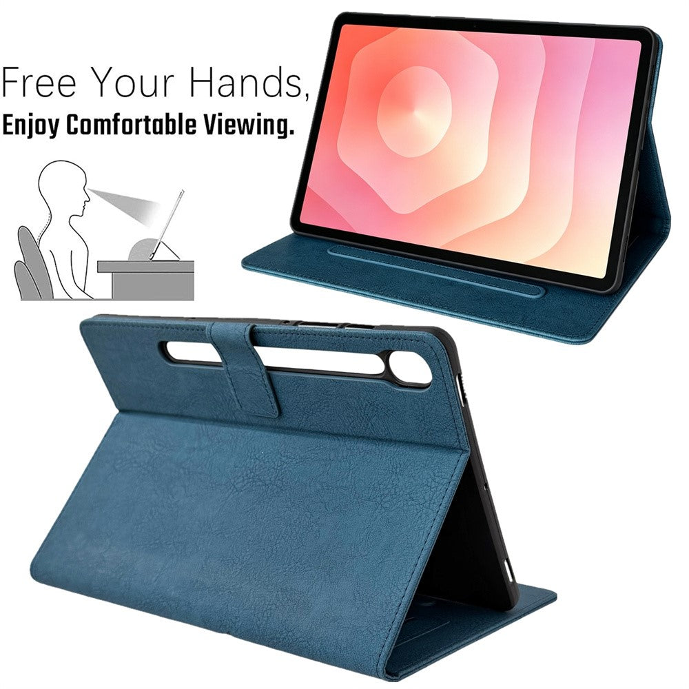 Tablet Case for Samsung Galaxy Tab S9 / S8 / S7 Embossed Magpie Pattern TPU PU Protective Cover with Card Slots
