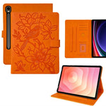 Tablet Case for Samsung Galaxy Tab S9 / S8 / S7 Embossed Magpie Pattern TPU PU Protective Cover with Card Slots