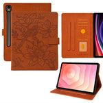 Tablet Case for Samsung Galaxy Tab S9 / S8 / S7 Embossed Magpie Pattern TPU PU Protective Cover with Card Slots