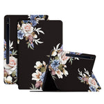 For Samsung Galaxy Tab S7 FE / S7+ SM-T970 / S8+ All-around Protection Flower Pattern Printed Tablet Case Anti-fall Leather + TPU Cover with Stand