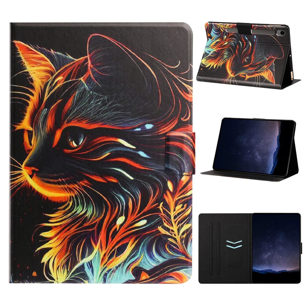 Tablet Case for Samsung Galaxy Tab S9  /  Tab S9 FE Leather Stand Case with Card Slots Litchi Pattern Magnetic Flip Protective Cover