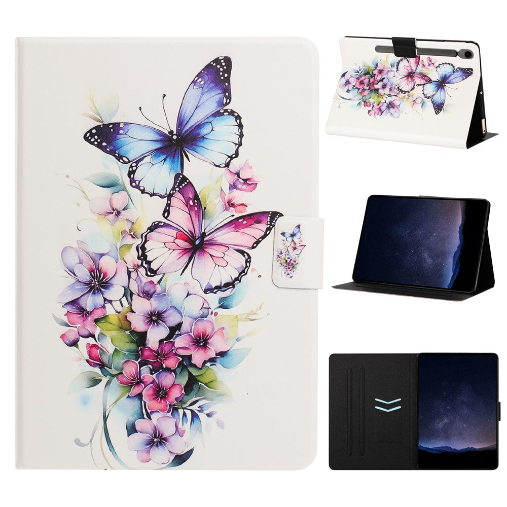Tablet Case for Samsung Galaxy Tab S9  /  Tab S9 FE Leather Stand Case with Card Slots Litchi Pattern Magnetic Flip Protective Cover