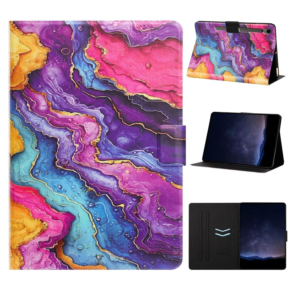 Tablet Case for Samsung Galaxy Tab S9  /  Tab S9 FE Leather Stand Case with Card Slots Litchi Pattern Magnetic Flip Protective Cover