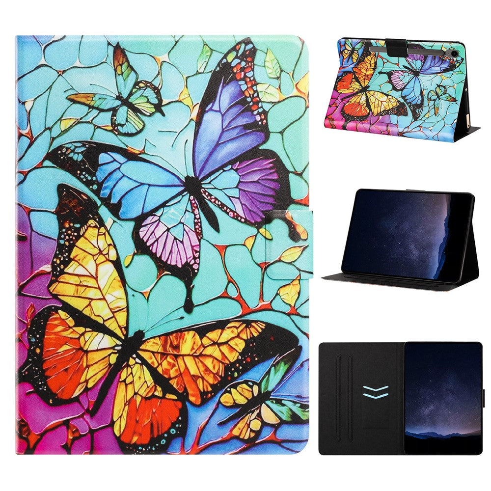 Tablet Case for Samsung Galaxy Tab S9  /  Tab S9 FE Leather Stand Case with Card Slots Litchi Pattern Magnetic Flip Protective Cover