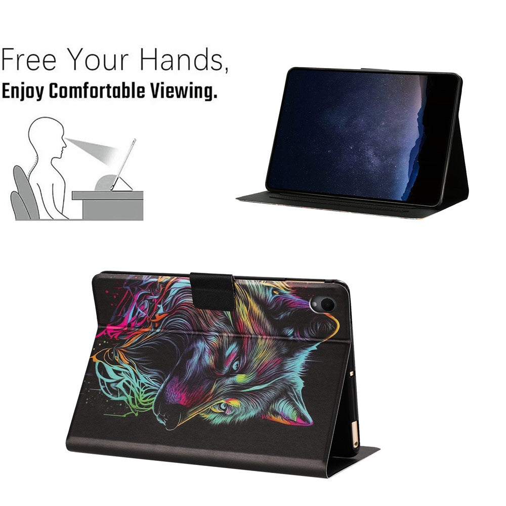 For Samsung Galaxy Tab S11 Tablet Case Leather Stand Case with Card Slots Litchi Pattern Magnetic Flip Protective Cover
