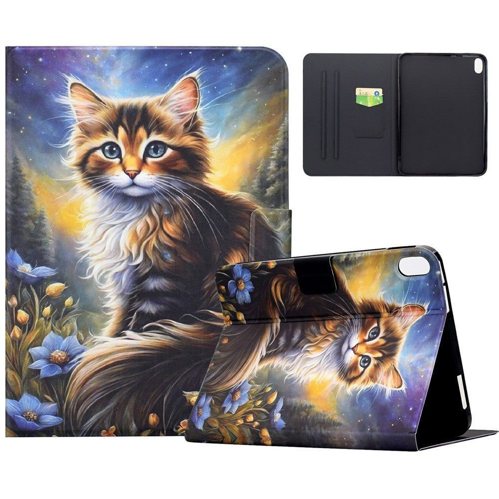 Til Samsung Galaxy Tab S11 Cover Mønstertryk Stander Læder Tablet Cover med Kortlommer